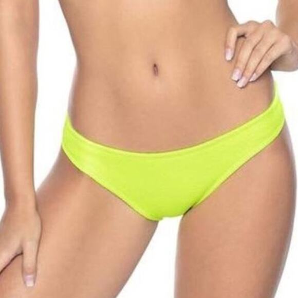 💗 3/$10 💗 NEW PQ Swim cheeky bikini bottoms neon yellow green medium - Picture 1 of 6